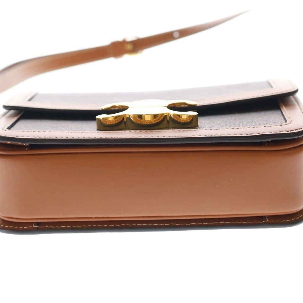 CELINE(セリーヌ) トリオンフ ティーン PVC レザー ゴールド金具 ショルダーバック ブラウン レディース