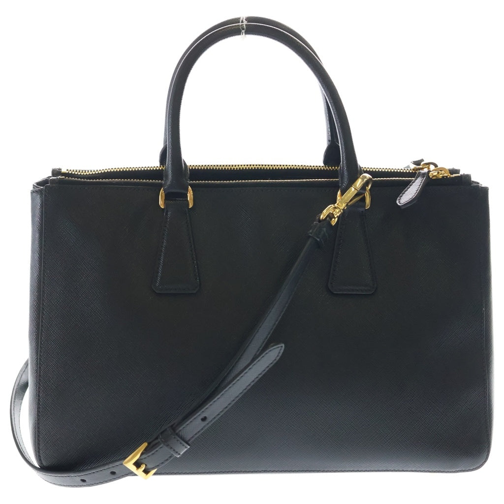 PRADA(プラダ) ガレリア ミディアム ゴールド金具 レザー 2WAY ハンドバッグ ショルダーバッグ トートバッグ 1BA786 ブラック レディース