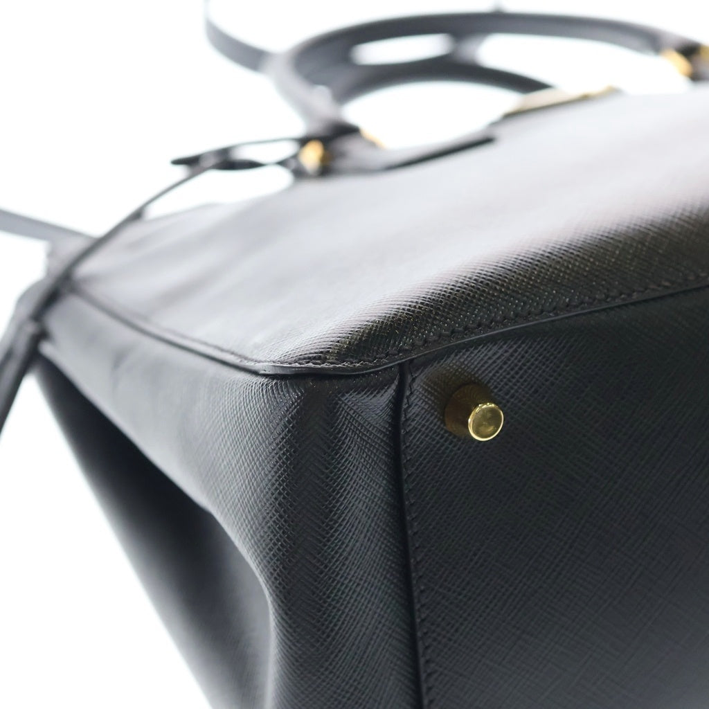 PRADA(プラダ) ガレリア ミディアム ゴールド金具 レザー 2WAY ハンドバッグ ショルダーバッグ トートバッグ 1BA786 ブラック レディース