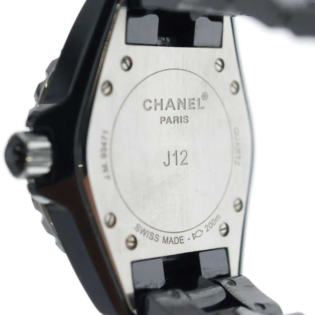 CHANEL(シャネル) J12 12P エメラルドインデックス CE/QZ ブラックセラミック クォーツ 電池式 腕時計 黒文字盤 H2130