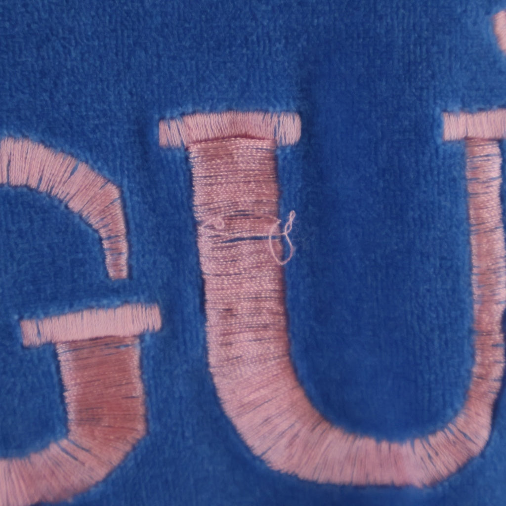 GUCCI(グッチ) テニスロゴモチーフ 刺繍 ベロア コットン スウェット プルオーバー トップス #S ブルー レディース