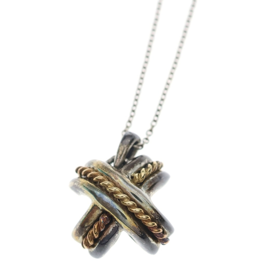 TIFFANY & Co.(ティファニー) シグネチャークロス ネックレス ペンダント チェーン シルバー×ゴールド SV925×750 レディース