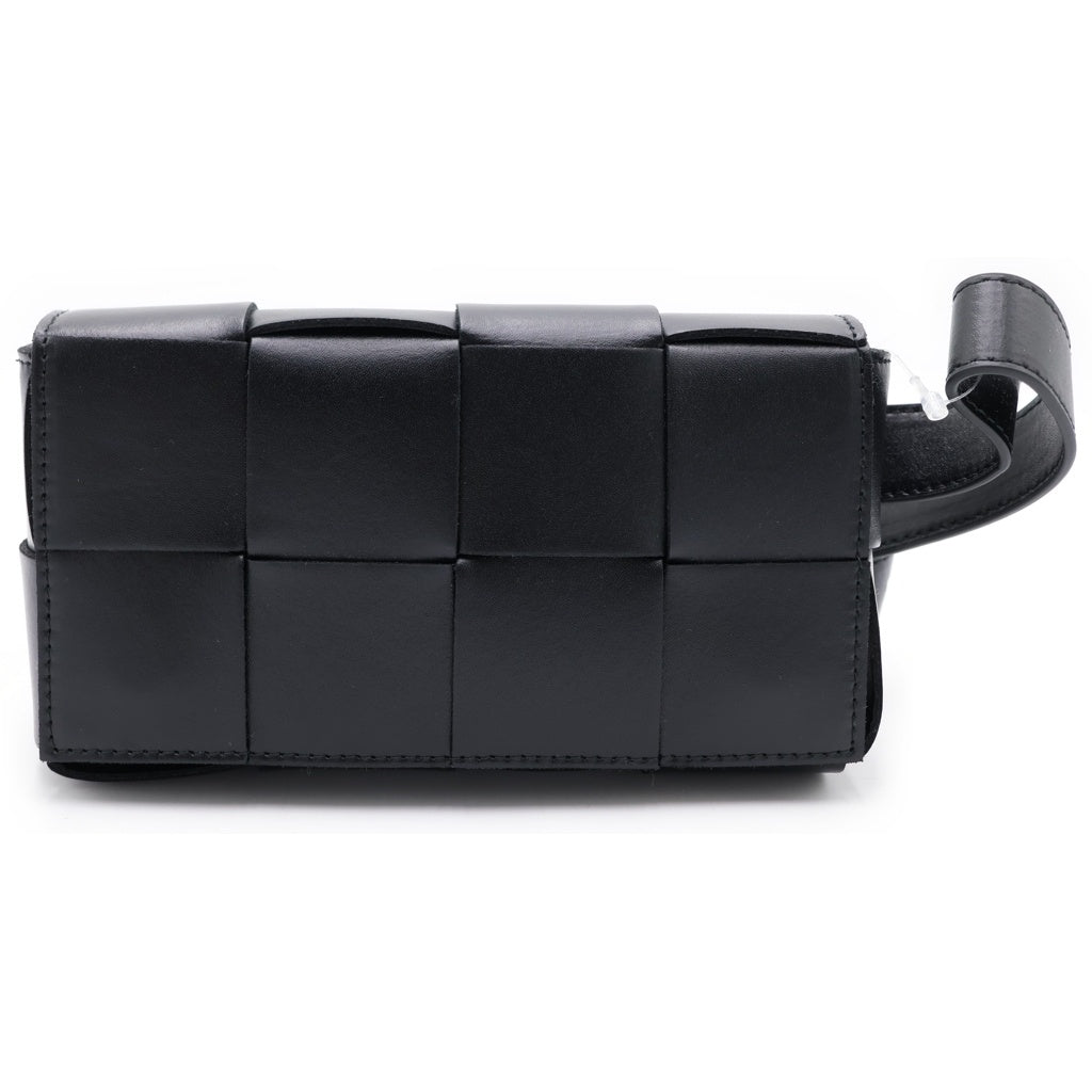 BOTTEGA VENETA(ボッテガヴェネタ) カセット イントレチャート ウエストバッグ ショルダーバッグ ブラック レザー レディース