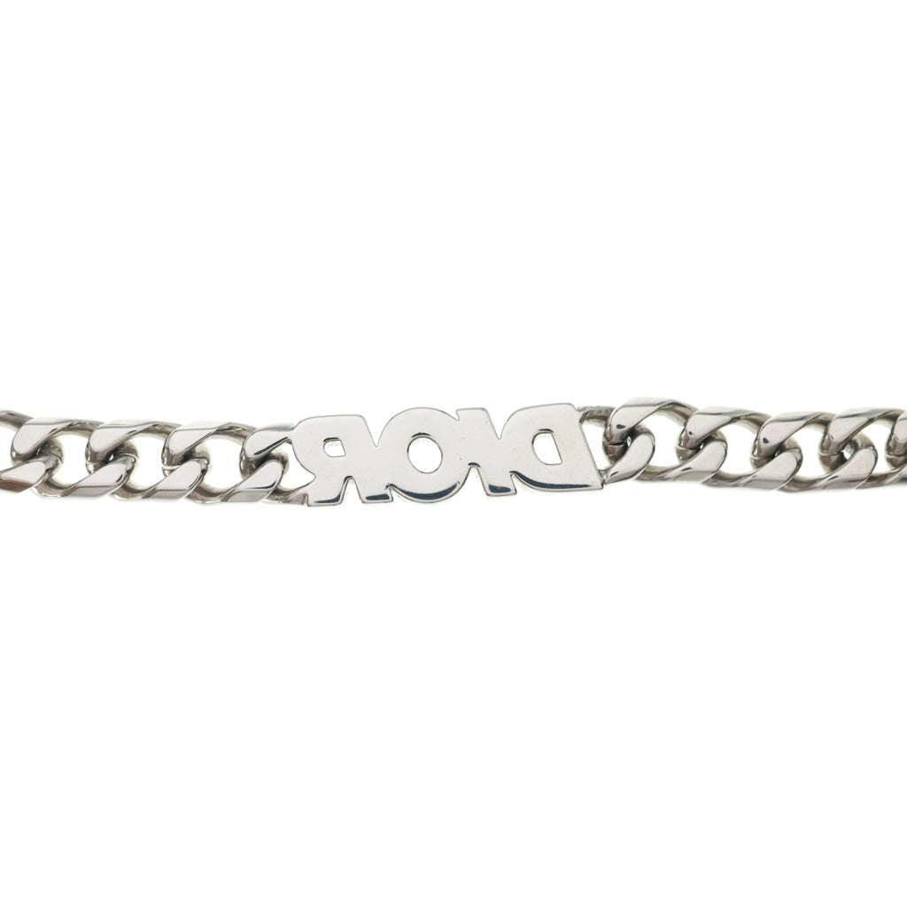 Christian Dior(クリスチャンディオール) Dior Italic ロゴラインストーン チェーンリンクネックレス シルバー レディース