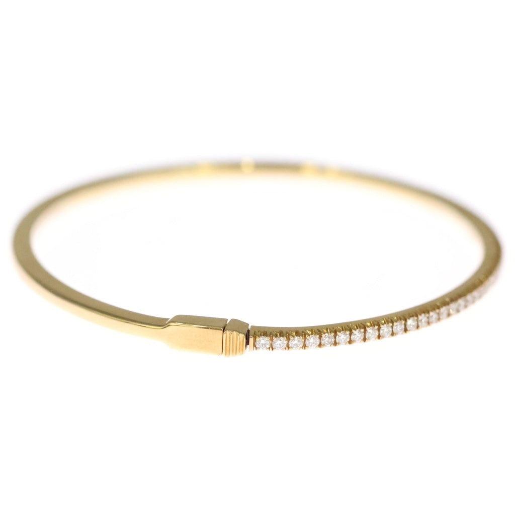 TIFFANY & Co.(ティファニー) メトロ ヒンジ バングル ブレスレット ラージ ハーフダイヤ Au750YG イエローゴールド レディース