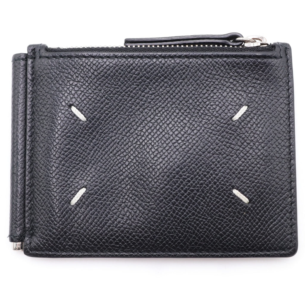 MM6 Maison Margiela(エムエムシックスメゾンマルジェラ) 4ステッチ レザー コンパクトウォレット マネークリップ 二つ折り財布 ブラック SA1UI0018