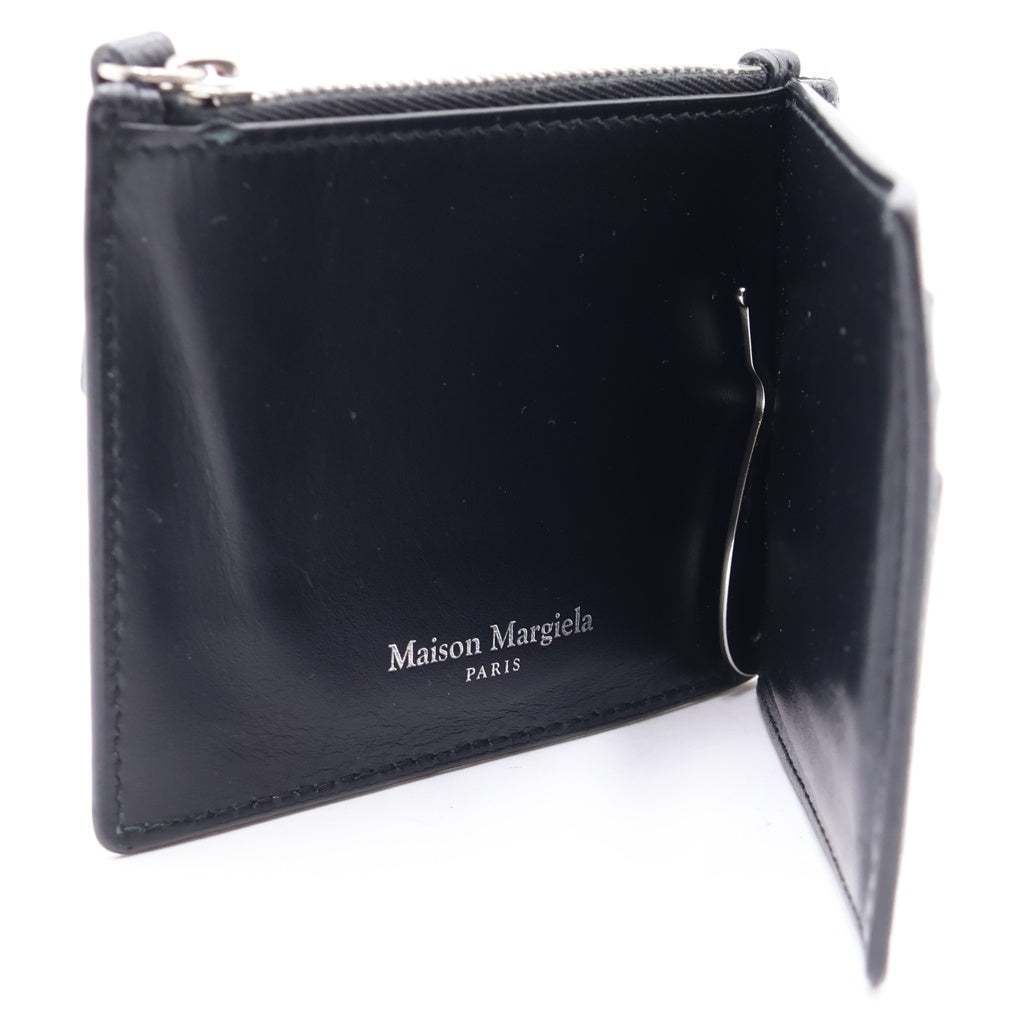 MM6 Maison Margiela(エムエムシックスメゾンマルジェラ) 4ステッチ レザー コンパクトウォレット マネークリップ 二つ折り財布 ブラック SA1UI0018