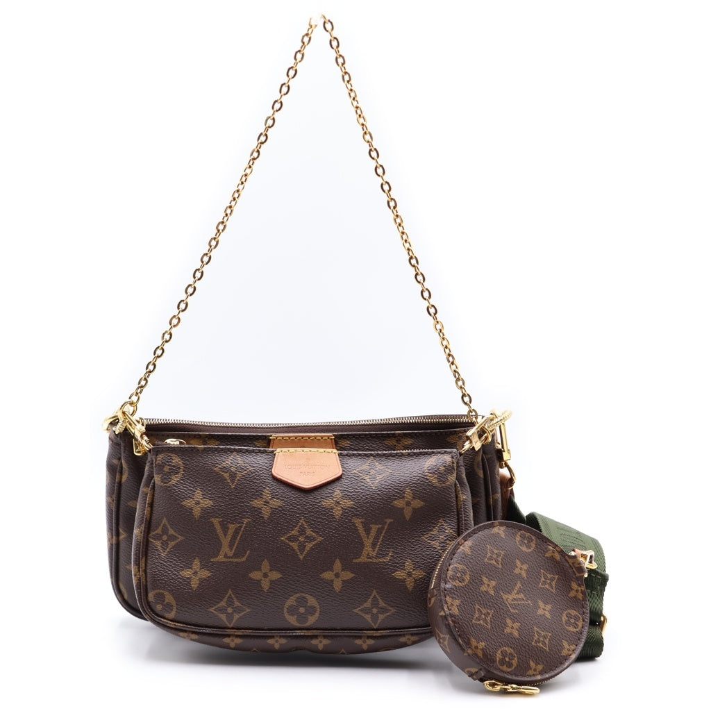 LOUIS VUITTON(ルイヴィトン) ミュルティ ポシェット アクセソワール チェーン ショルダーバック モノグラム PVC レザー ブラウン/カーキ レディース
