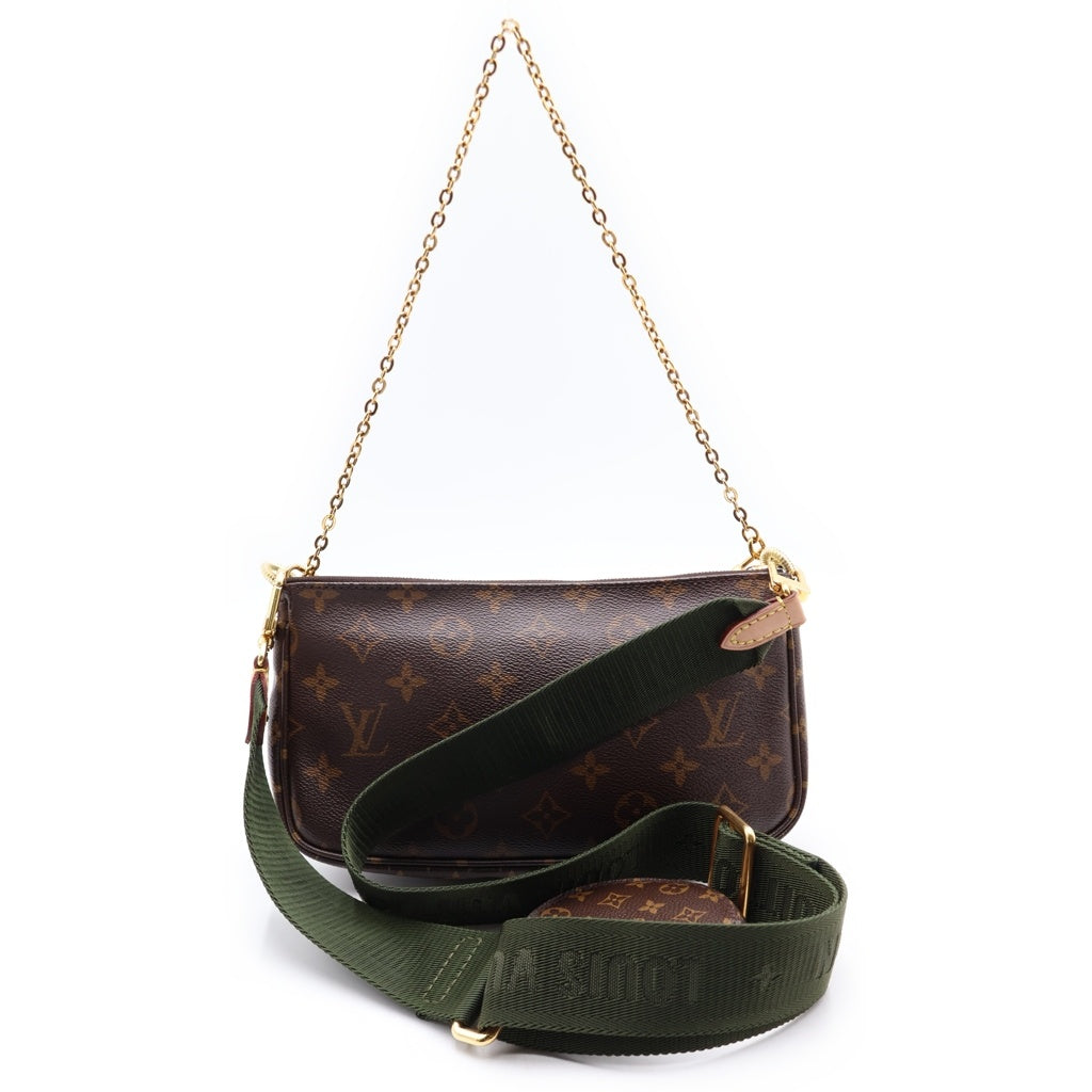 LOUIS VUITTON(ルイヴィトン) ミュルティ ポシェット アクセソワール チェーン ショルダーバック モノグラム PVC レザー ブラウン/カーキ レディース