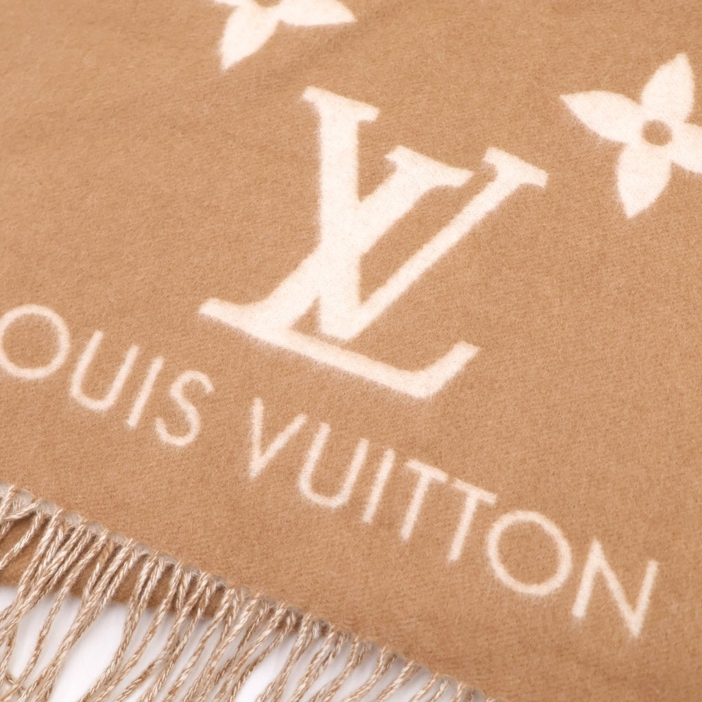 LOUIS VUITTON(ルイヴィトン) モノグラム レイキャビック マフラー ストール カシミヤ ロゴ フリンジ ベージュ/ホワイト M76067 レディース