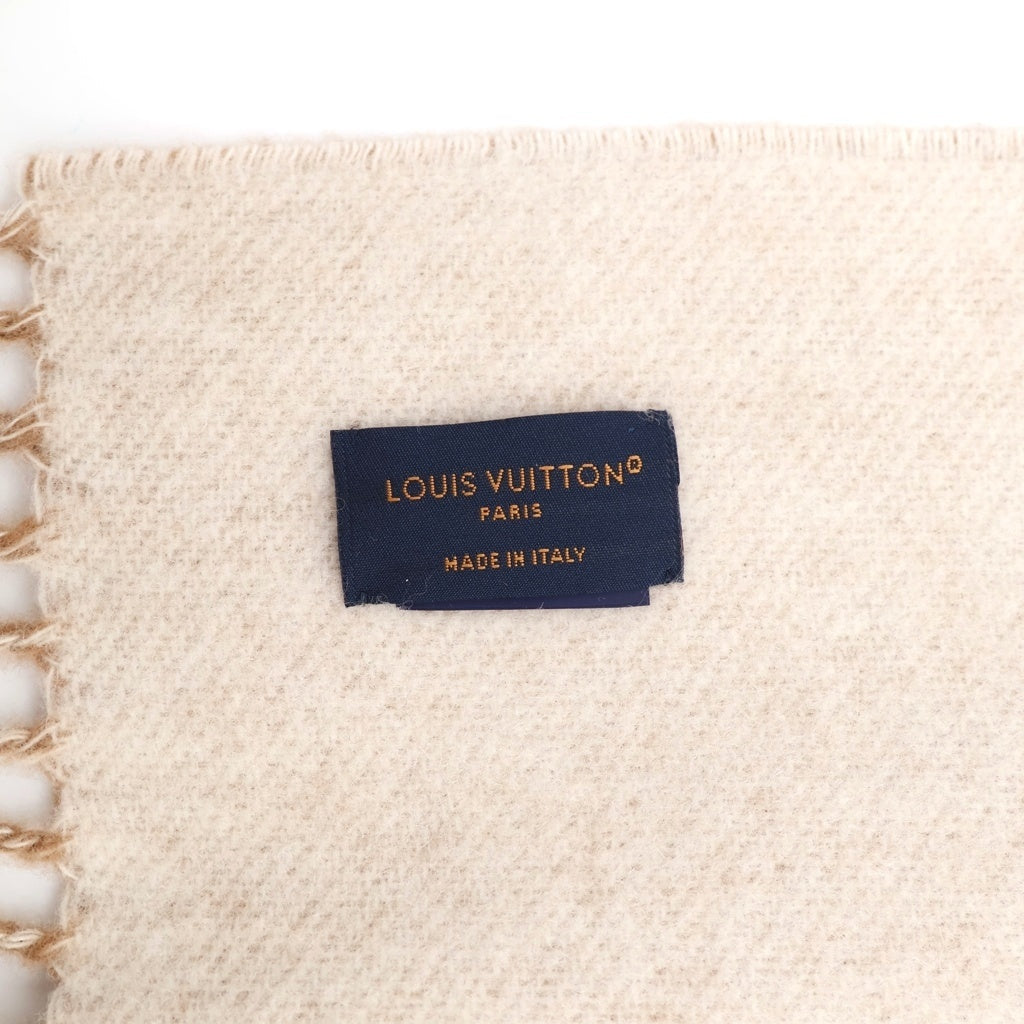 LOUIS VUITTON(ルイヴィトン) モノグラム レイキャビック マフラー ストール カシミヤ ロゴ フリンジ ベージュ/ホワイト M76067 レディース