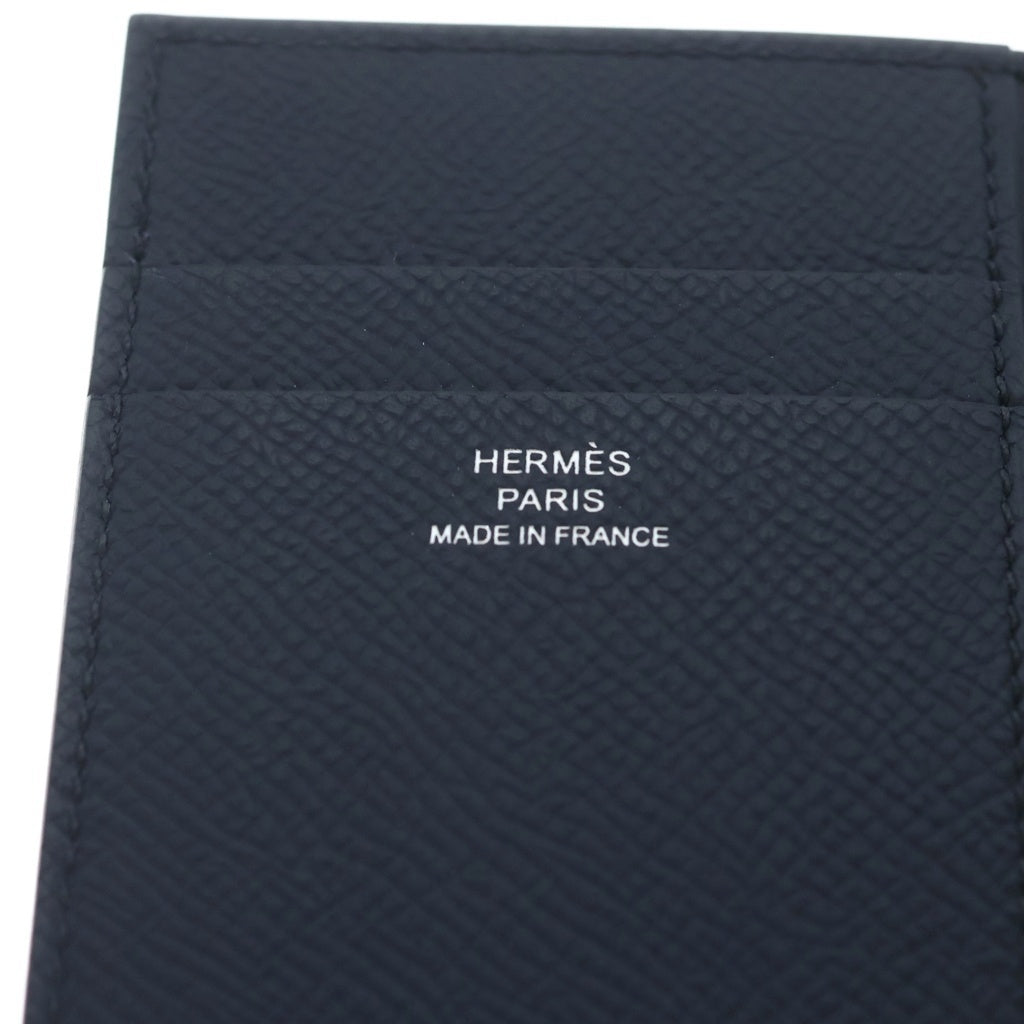 HERMES(エルメス) MC2 ユークリッド ブルーインディゴ エプソン レザー カードケース ネイビー W刻印 レディース
