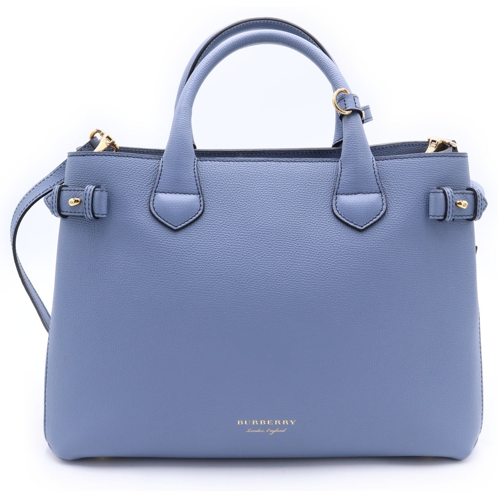 BURBERRY(バーバリー) ノバチェック バナートートミディアム レザー キャンバス 2WAY ハンドバッグ ショルダーバッグ トートバッグ ブルー レディース