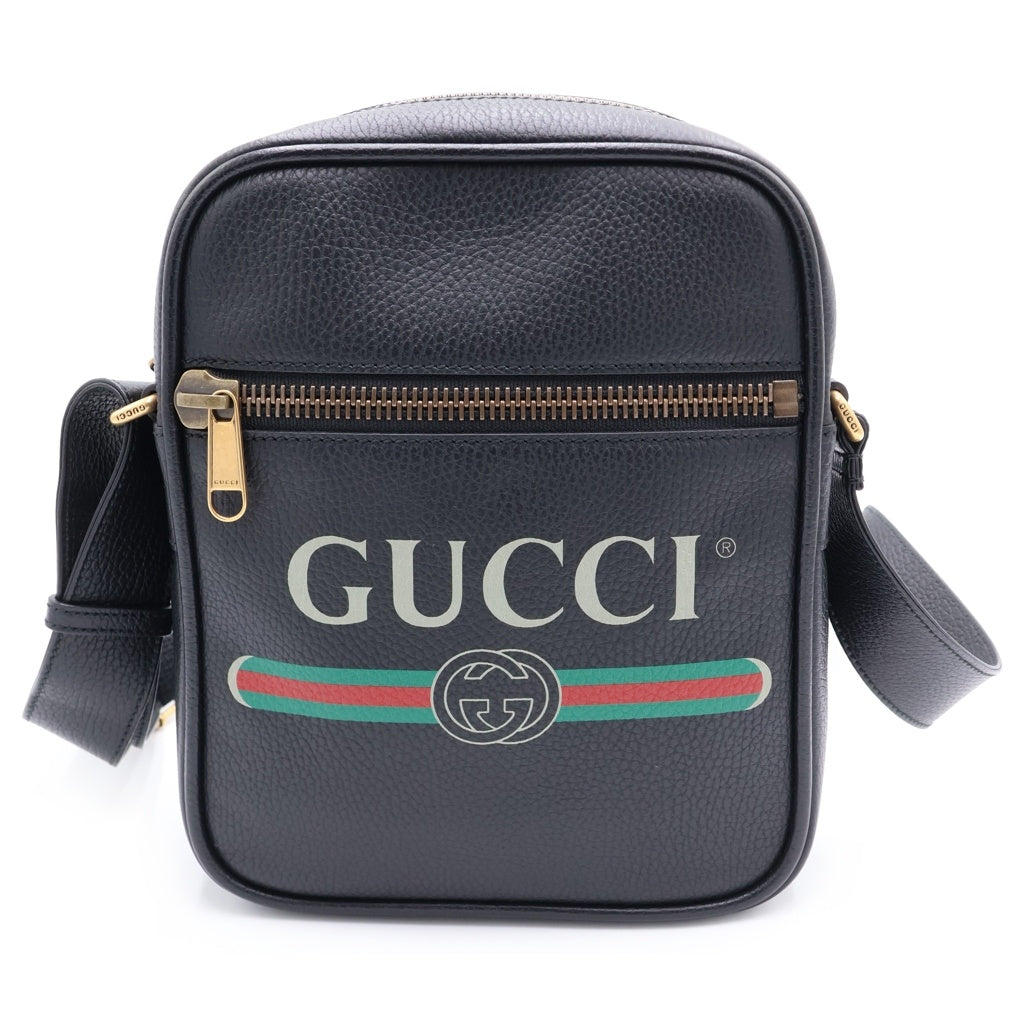 GUCCI(グッチ) メッセンジャーバッグ ショルダーバッグ ブラック レザー 523591 ゴールド金具 レディース
