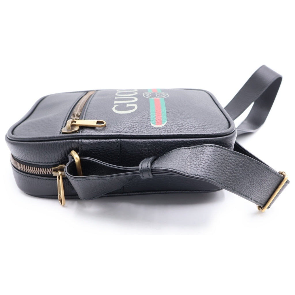 GUCCI(グッチ) メッセンジャーバッグ ショルダーバッグ ブラック レザー 523591 ゴールド金具 レディース