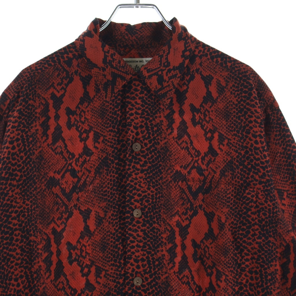WACKO MARIA(ワコマリア) PYTHON HAWAIIAN SHIRT L/S パイソン柄 ハワイアン長袖シャツ 開襟シャツ レッド