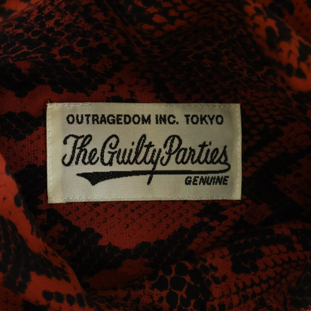 WACKO MARIA(ワコマリア) PYTHON HAWAIIAN SHIRT L/S パイソン柄 ハワイアン長袖シャツ 開襟シャツ レッド
