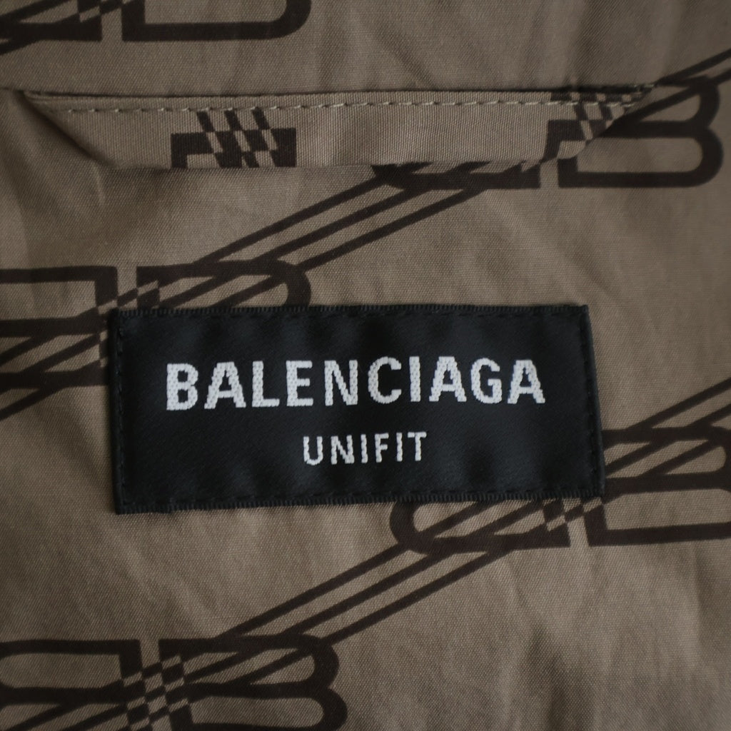 BALENCIAGA(バレンシアガ) ロゴ 総柄 コットン ジップアップジャケット ブルゾン #S ベージュ