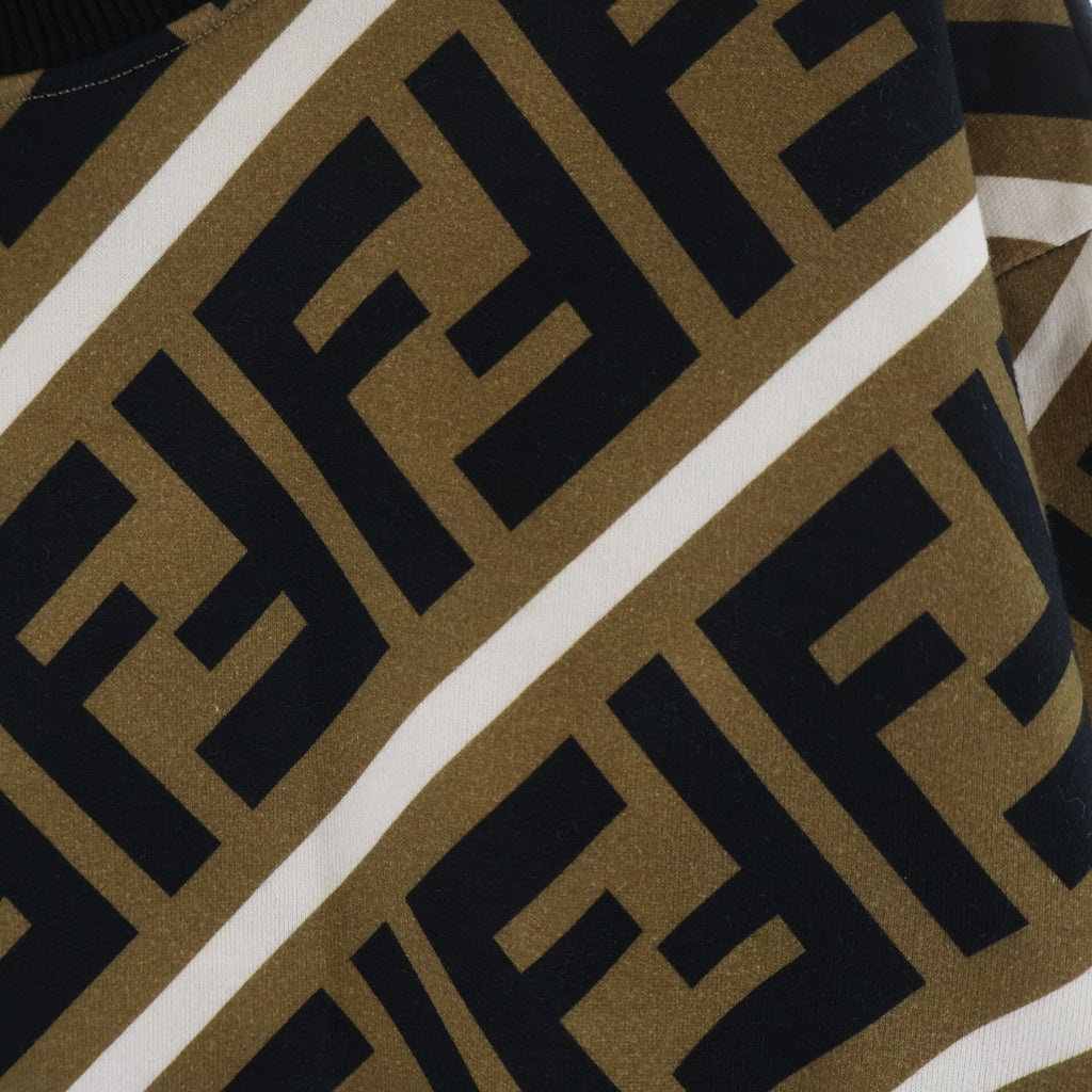 FENDI(フェンディ) ズッカ総柄プリント クルーネック プルオーバー スウェットトレーナー ブラウン FY0944 A7A9