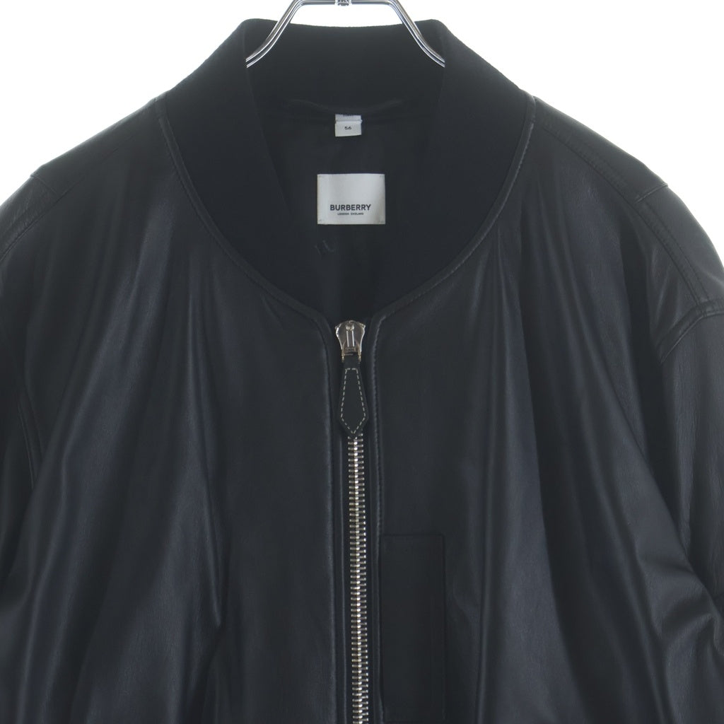 BURBERRY(バーバリー) シープスキン レザージャケット ミリタリージャケット ジップアップ アウター #56 ブラック 8025847
