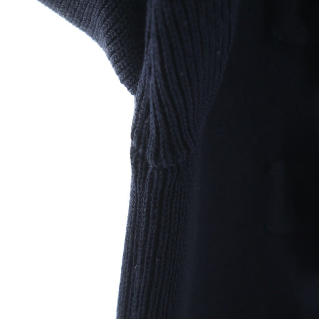 BURBERRY BLACK LABEL(バーバリー ブラックレーベル) ダッフルニットジャケット ジップアップ エポレット コットン ネイビー B1N05-301-28