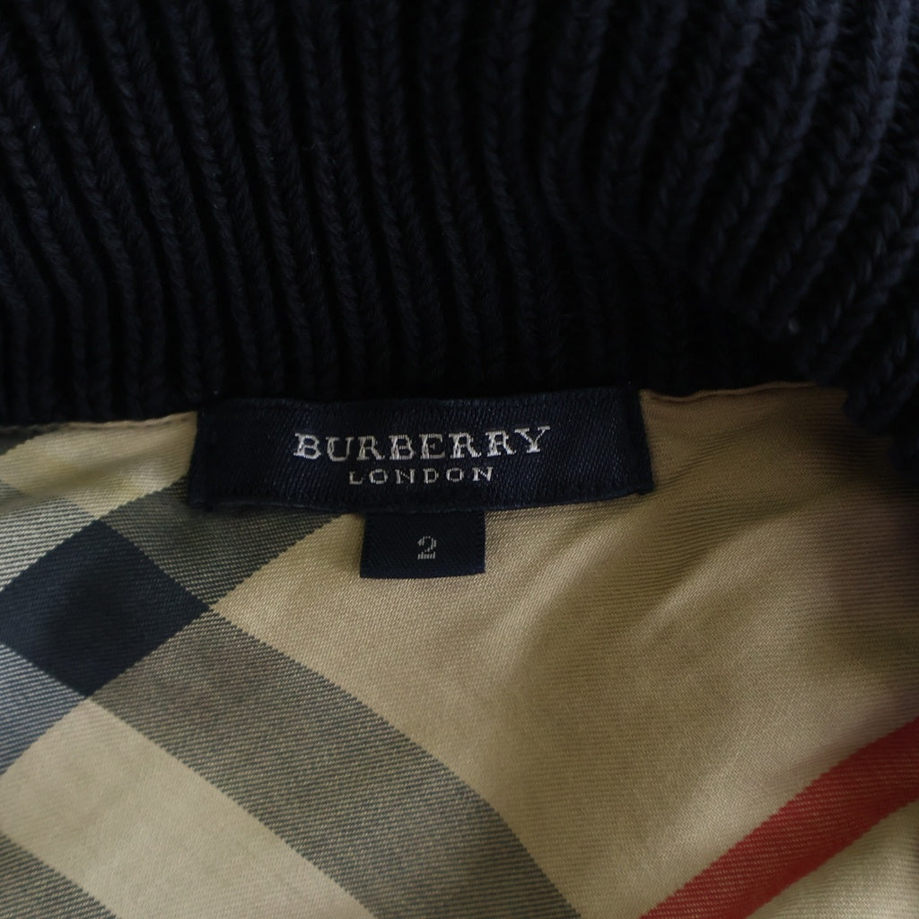 BURBERRY BLACK LABEL(バーバリー ブラックレーベル) ダッフルニットジャケット ジップアップ エポレット コットン ネイビー B1N05-301-28