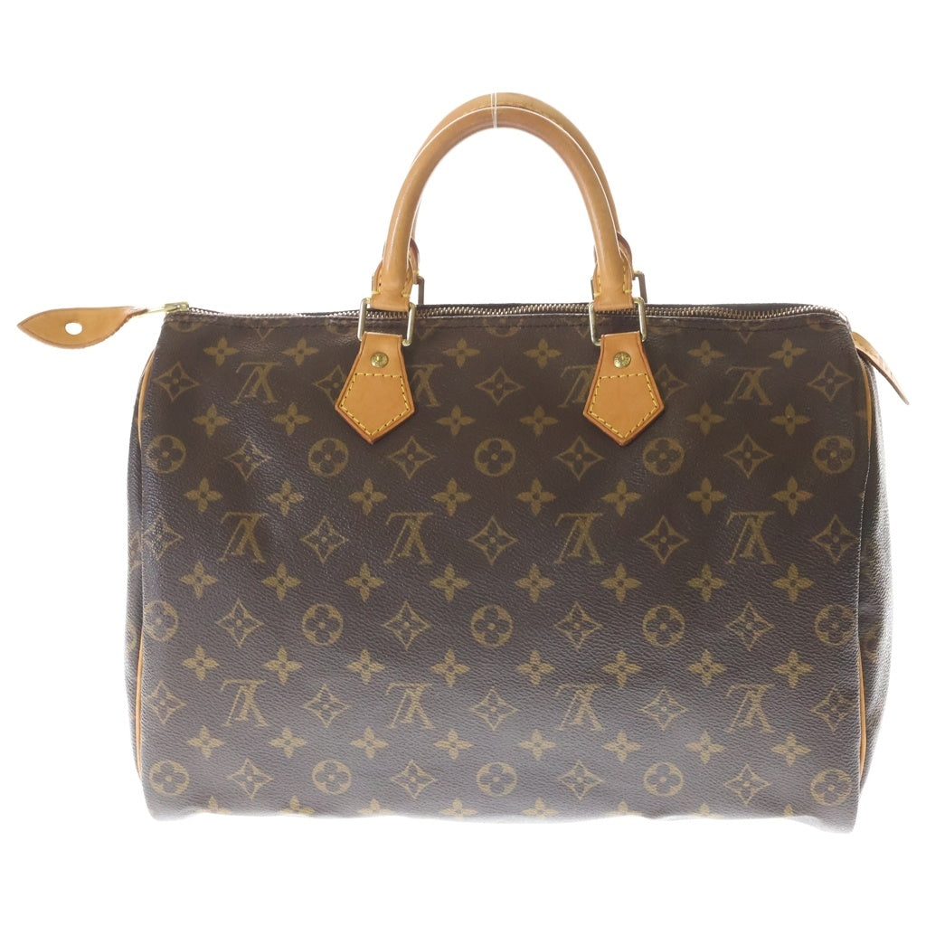 LOUIS VUITTON(ルイヴィトン) モノグラム スピーディ35 ボストンバッグ ハンドバッグ ブラウン レザー×PVC M41107 ゴールド金具 レディース