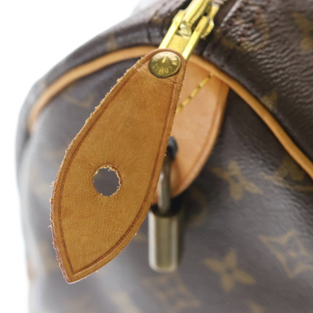 LOUIS VUITTON(ルイヴィトン) モノグラム スピーディ35 ボストンバッグ ハンドバッグ ブラウン レザー×PVC M41107 ゴールド金具 レディース