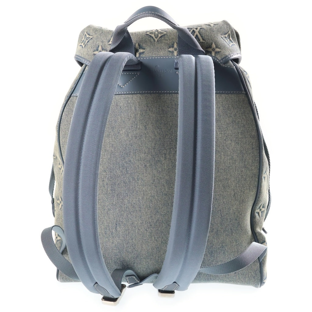 LOUIS VUITTON(ルイヴィトン) モノグラム ウォッシュ デニム モンスリ・バッグパック キャンバス レザー ICタイプ ブルー M22534 レディース