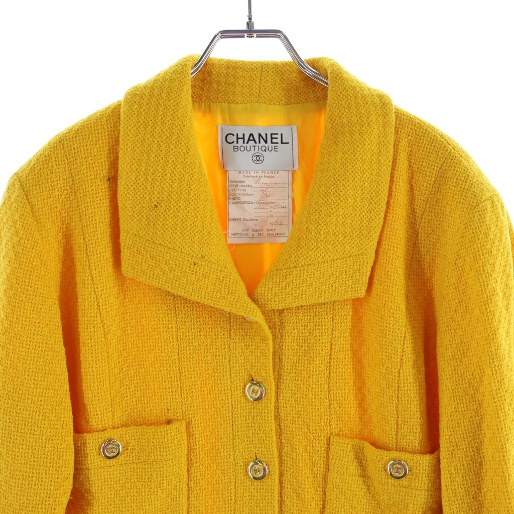 CHANEL(シャネル) 80-90s VINTAGE Tweed SetUp ツイード セットアップ ジャケット スカート イエロー レディース