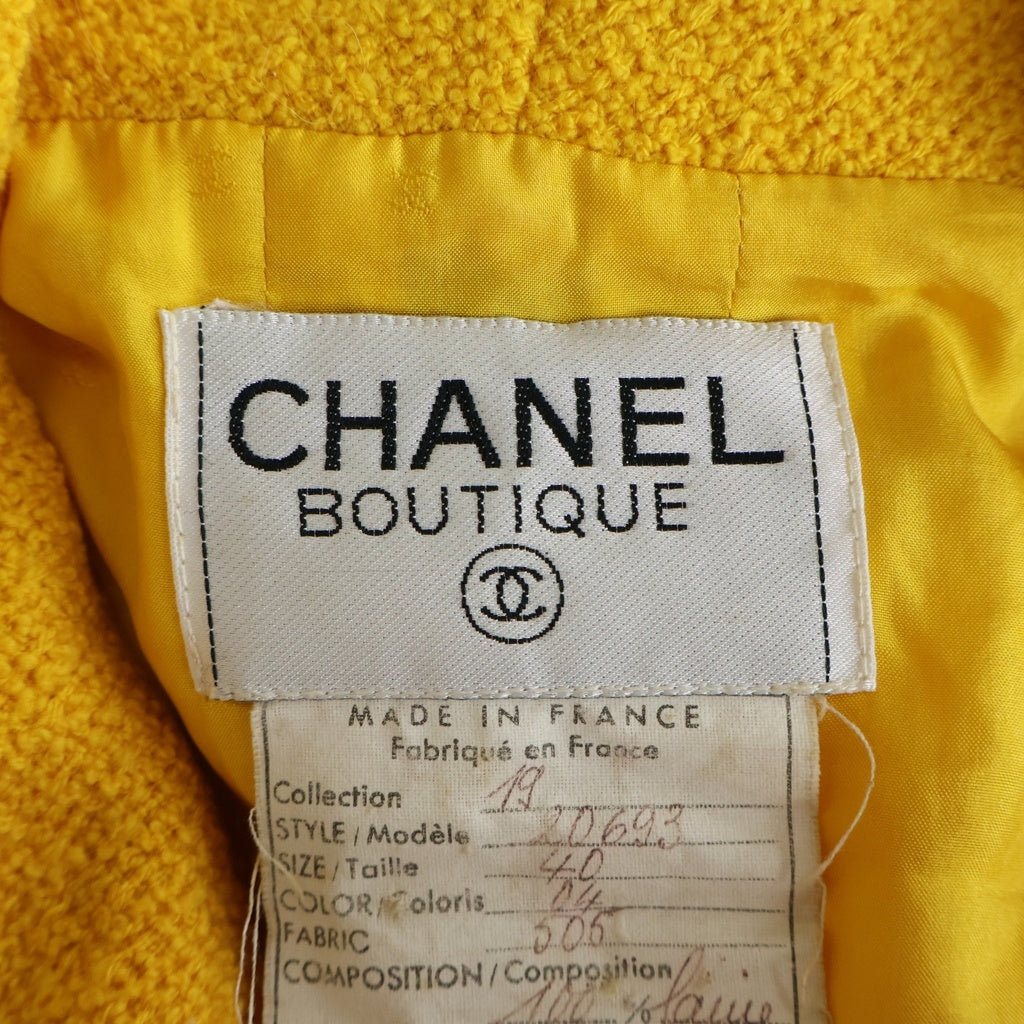 CHANEL(シャネル) 80-90s VINTAGE Tweed SetUp ツイード セットアップ ジャケット スカート イエロー レディース