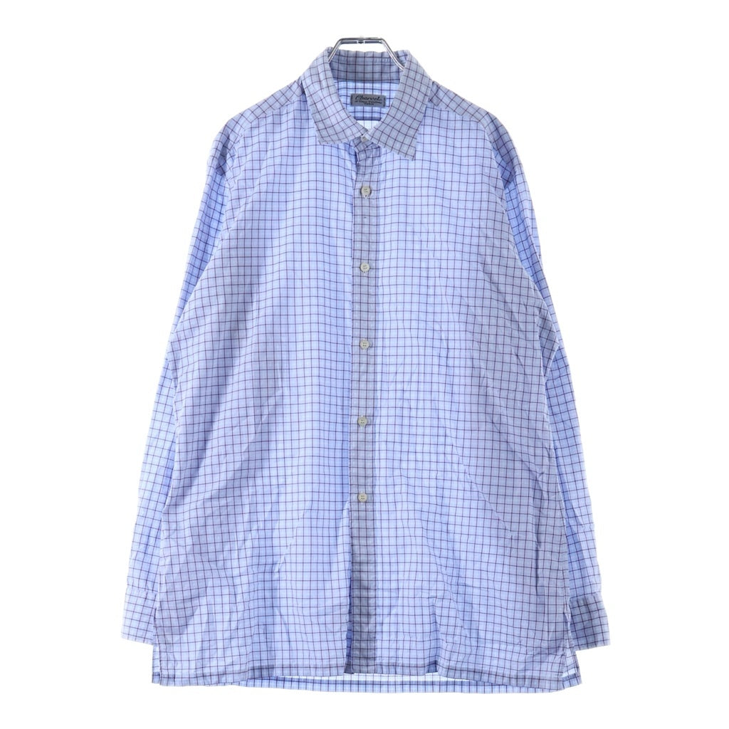 NO BRAND(ノーブランド) Charvet 長袖チェックシャツ ライトブルー