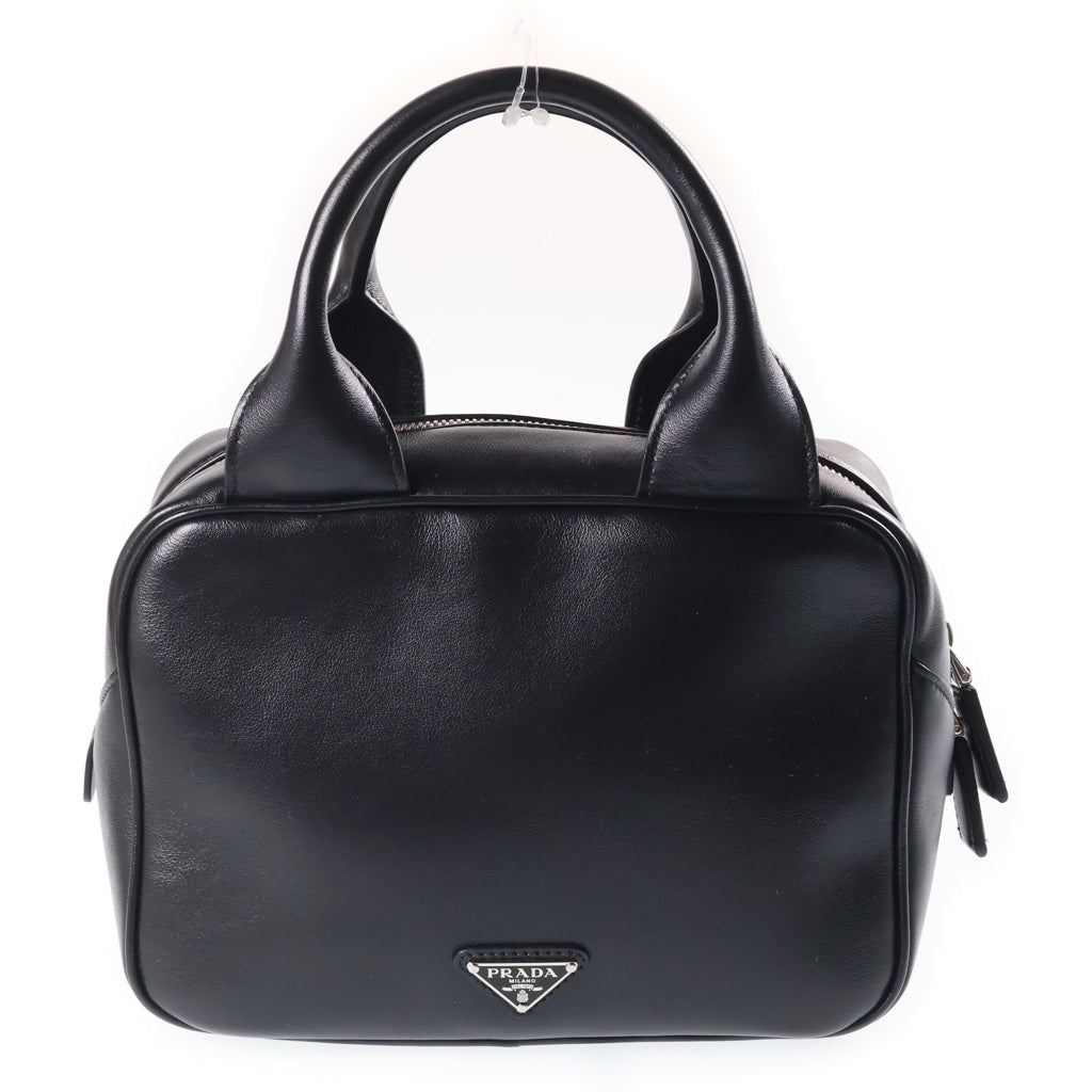 PRADA(プラダ) トライアングルロゴ 2WAYハンドバッグ ショルダーバッグ ブラック レザー 1BB081 シルバー金具 レディース