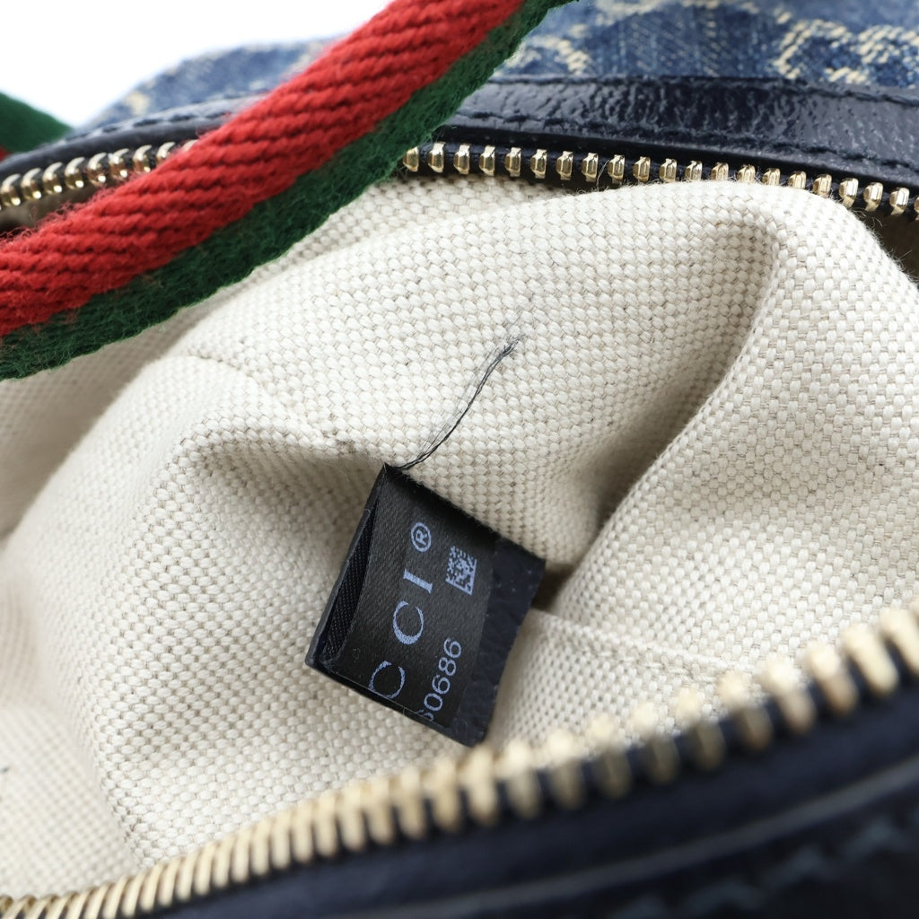 GUCCI(グッチ) オフィディア GGデニム ミニ ボストンバッグ 2WAYハンドバッグ インディゴブルー 859975 ゴールド金具 レディース