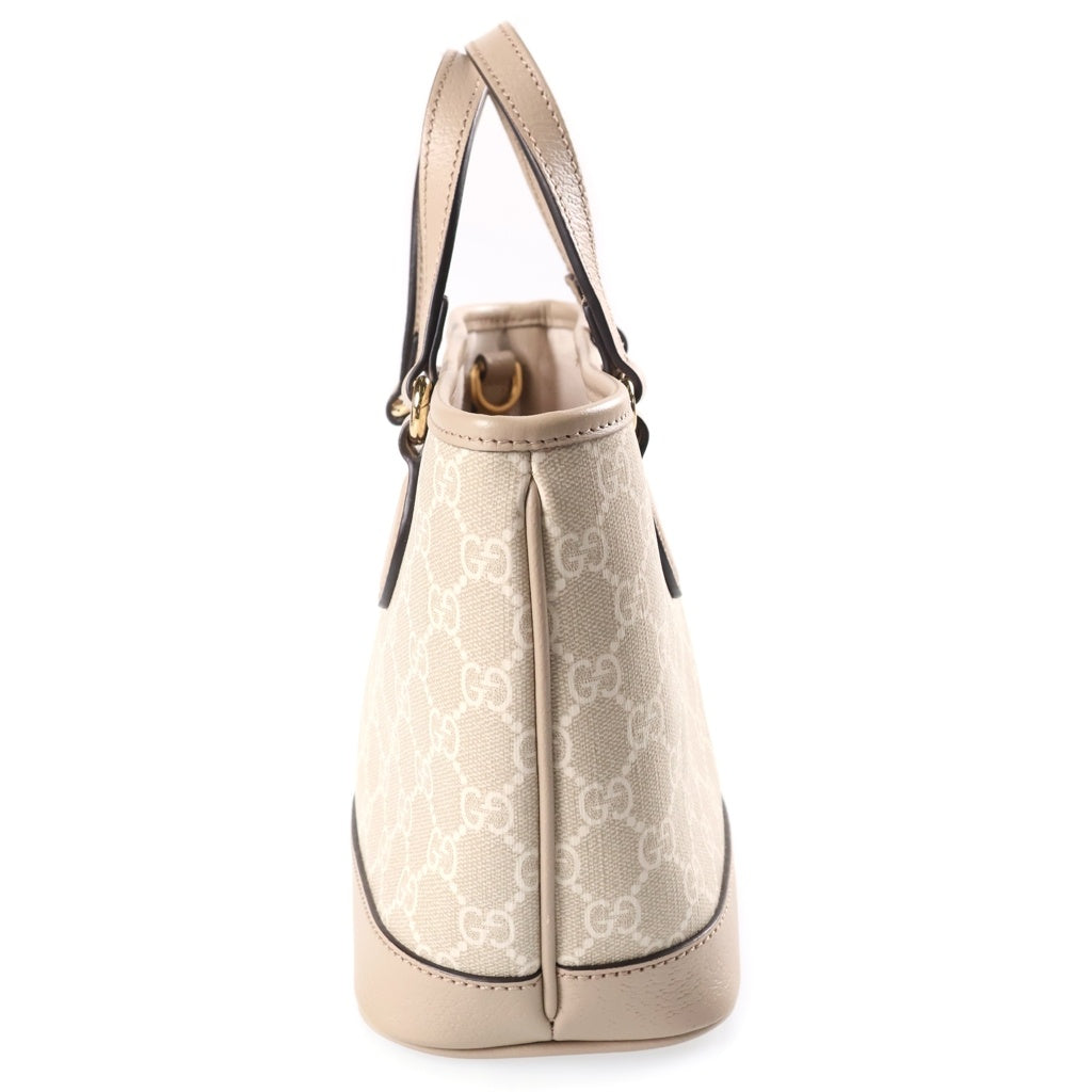 GUCCI(グッチ) GGスプリーム オフィディア スモール 2WAYハンドバッグ ショルダーバッグ トートバッグ アイボリー レザー×PVC 811716 ゴールド金具 レディース