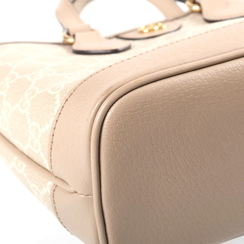 GUCCI(グッチ) GGスプリーム オフィディア スモール 2WAYハンドバッグ ショルダーバッグ トートバッグ アイボリー レザー×PVC 811716 ゴールド金具 レディース