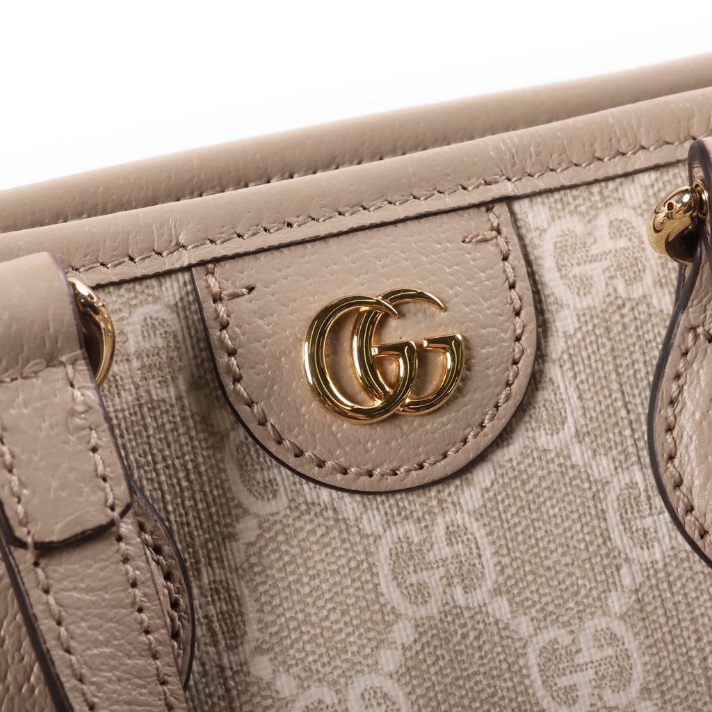 GUCCI(グッチ) GGスプリーム オフィディア スモール 2WAYハンドバッグ ショルダーバッグ トートバッグ アイボリー レザー×PVC 811716 ゴールド金具 レディース