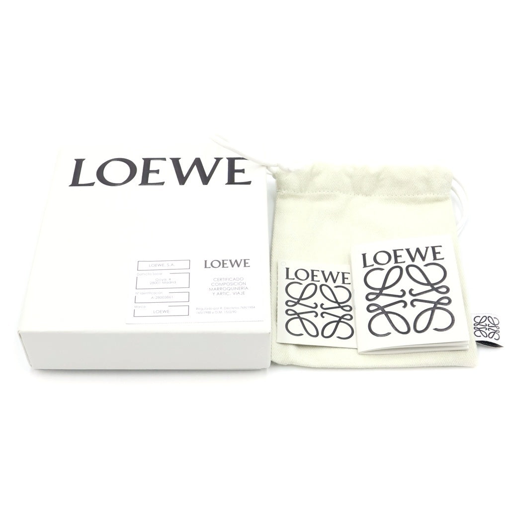 LOEWE(ロエベ) アナグラム カードケース ミニ財布 名刺入れ ベージュ レザー シルバー金具 レディース