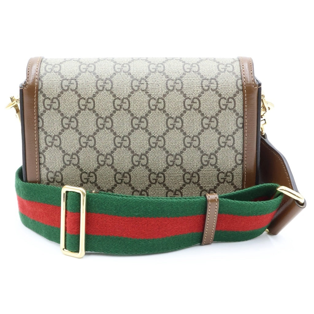 GUCCI(グッチ) GGスプリーム ホースビット PVC レザー ショルダーバッグ ブラウン 658574 レディース