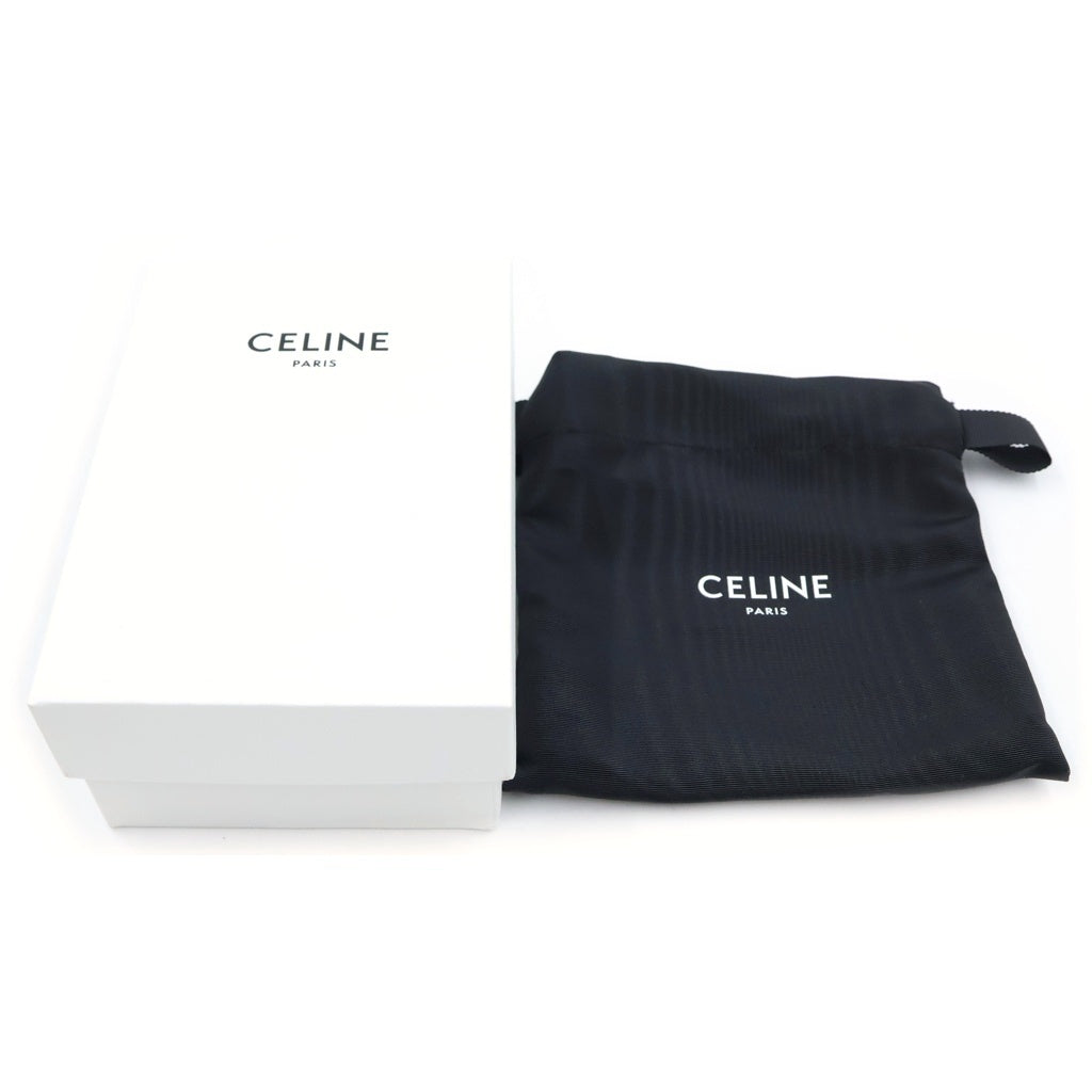 CELINE(セリーヌ) トリオンフ チェック 三つ折り財布 コンパクトウォレット コインケース ブラウン×アイボリー レザー ゴールド金具 レディース