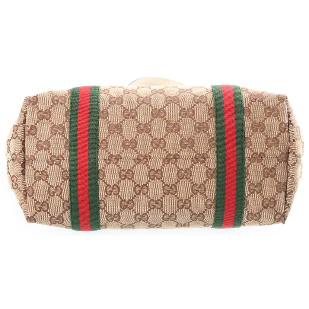 GUCCI(グッチ) シェリーライン トートバッグ ショルダーバック GGキャンバス レザー ベージュ/ホワイト 137396 レディース