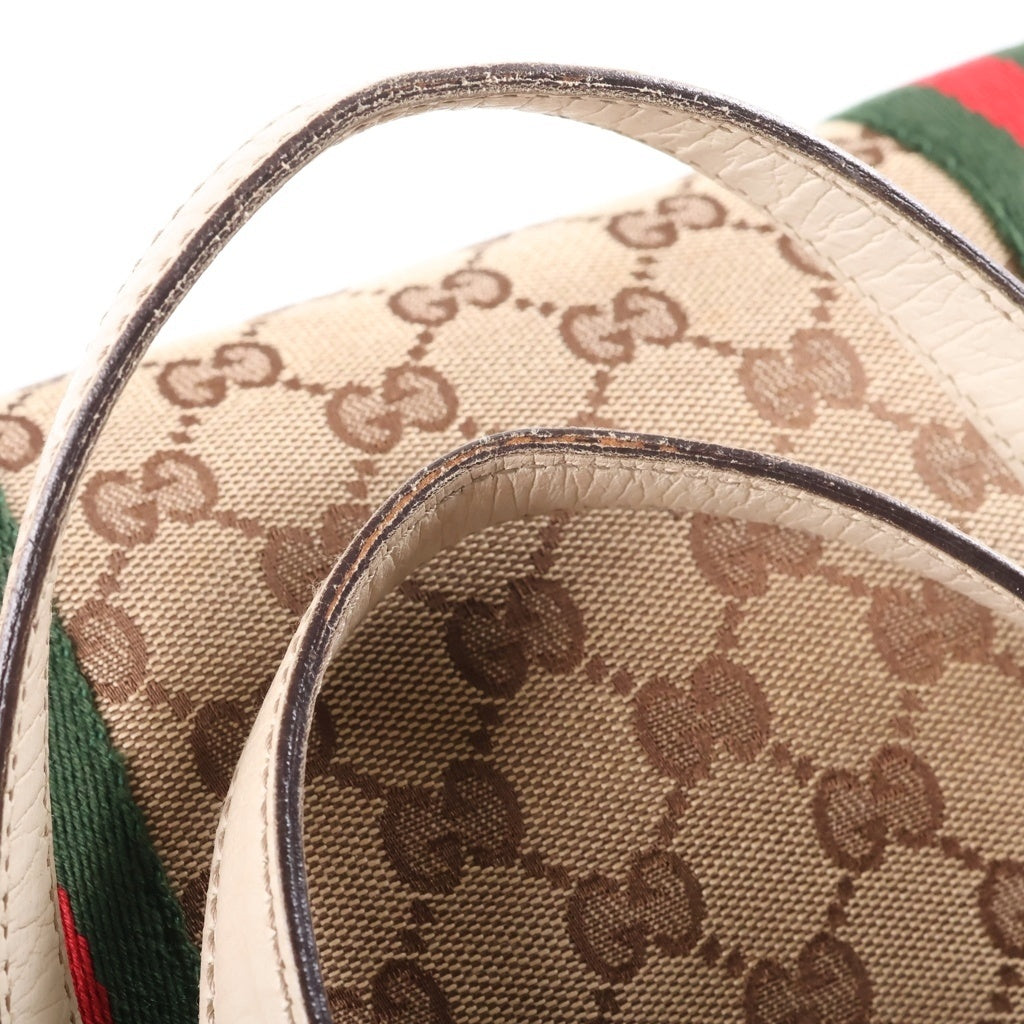 GUCCI(グッチ) シェリーライン トートバッグ ショルダーバック GGキャンバス レザー ベージュ/ホワイト 137396 レディース