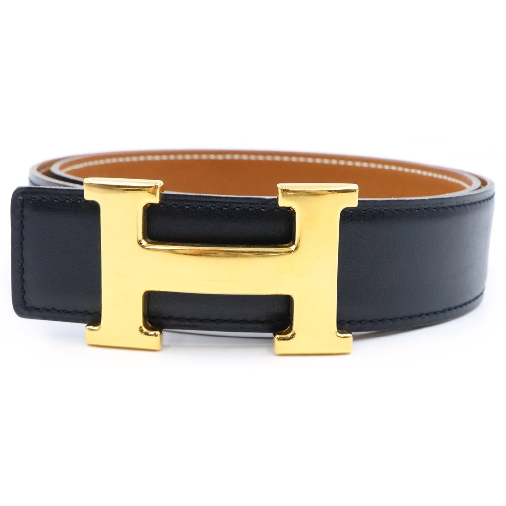HERMES(エルメス) コンスタンス リバーシブル レザーベルト ブラック×ブラウン 〇Y刻印 ゴールド金具 レディース