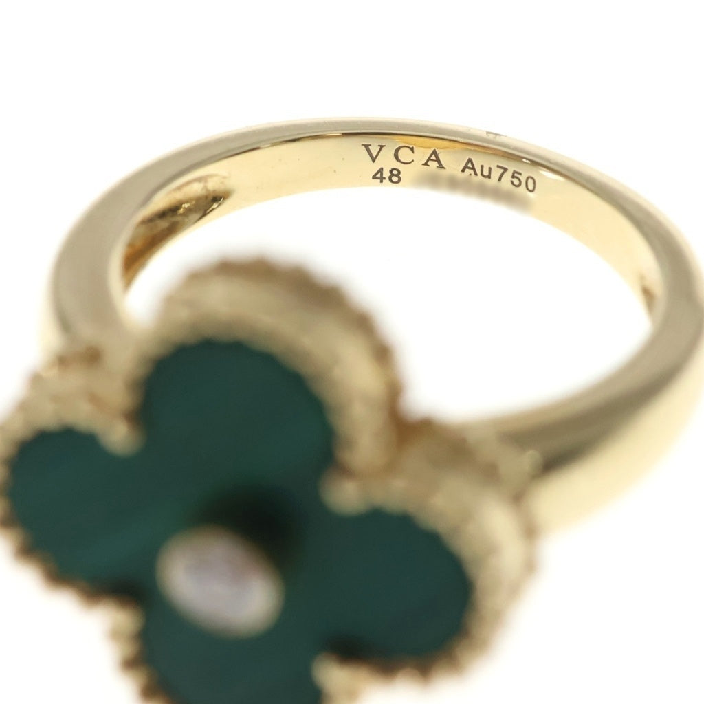 Van Cleef & Arpels(ヴァンクリーフアンドアーペル) ヴィンテージ アルハンブラ マラカイト ダイヤ リング K18イエローゴールド 6.7g レディース