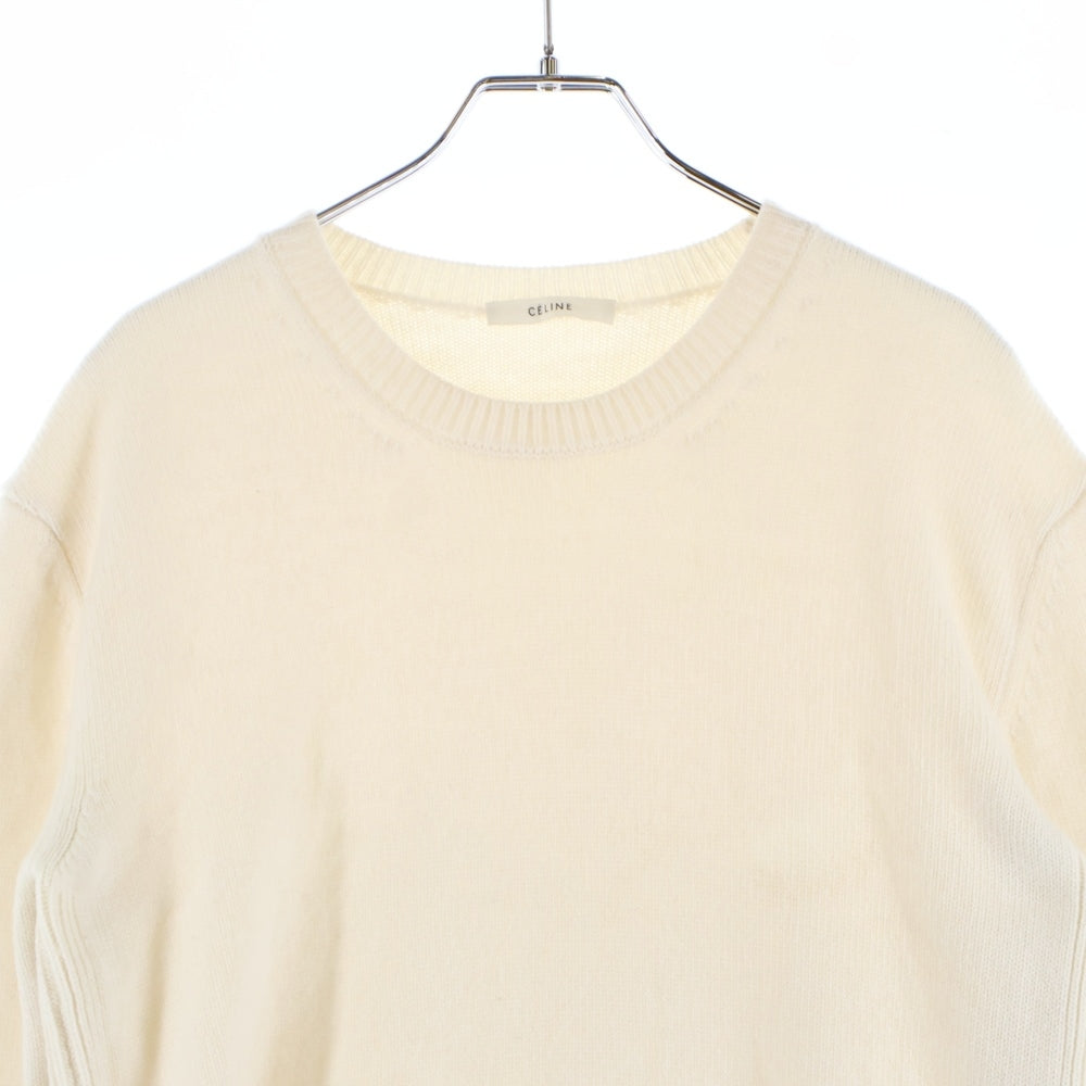 CELINE(セリーヌ) トリオンフ ロゴ刺繍 クルーネックカシミヤ長袖セーター ニット ベージュ