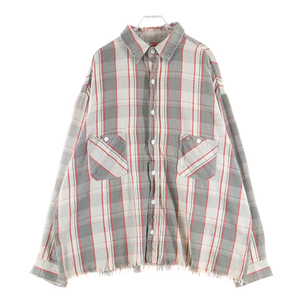 SAINT MICHAEL(セントマイケル) 22AW ×SHERMER ACADEMY FRANNEL SHIRT RED シャーマーアカデミー フランネル 長袖シャツ グレー/レッド SM-A22-0000-060