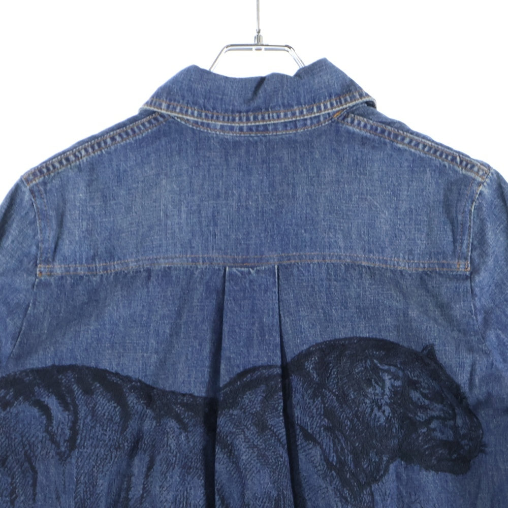 Christian Dior(クリスチャンディオール) BEE タイガー刺繍プリント 半袖デニムシャツ ブルー 252J26Y3584
