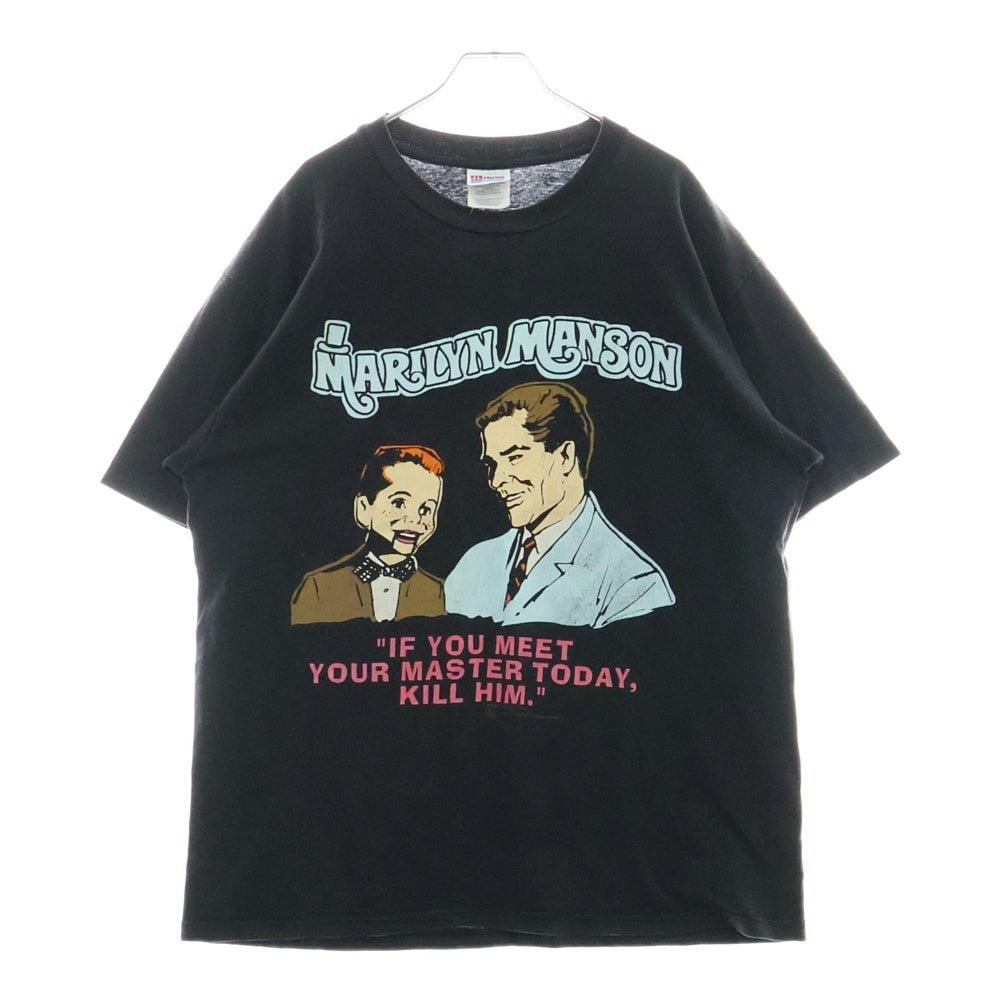 VINTAGE(ヴィンテージ) 90s MARILYN MANSON IF YOU MEET POLICE BACKSTAGE PASS マリリンマンソン ポリス Tシャツ 半袖カットソー ブラック