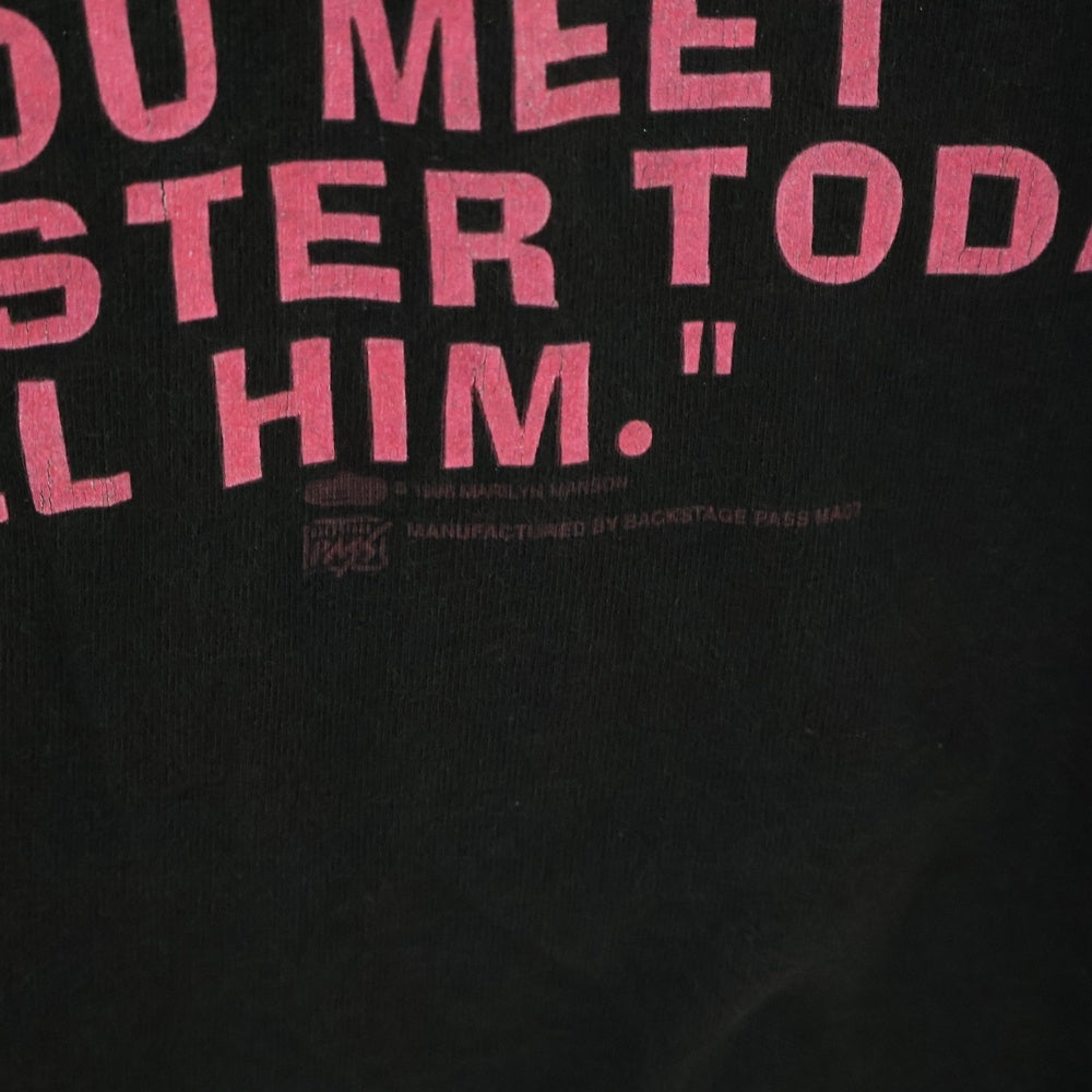 VINTAGE(ヴィンテージ) 90s MARILYN MANSON IF YOU MEET POLICE BACKSTAGE PASS マリリンマンソン ポリス Tシャツ 半袖カットソー ブラック