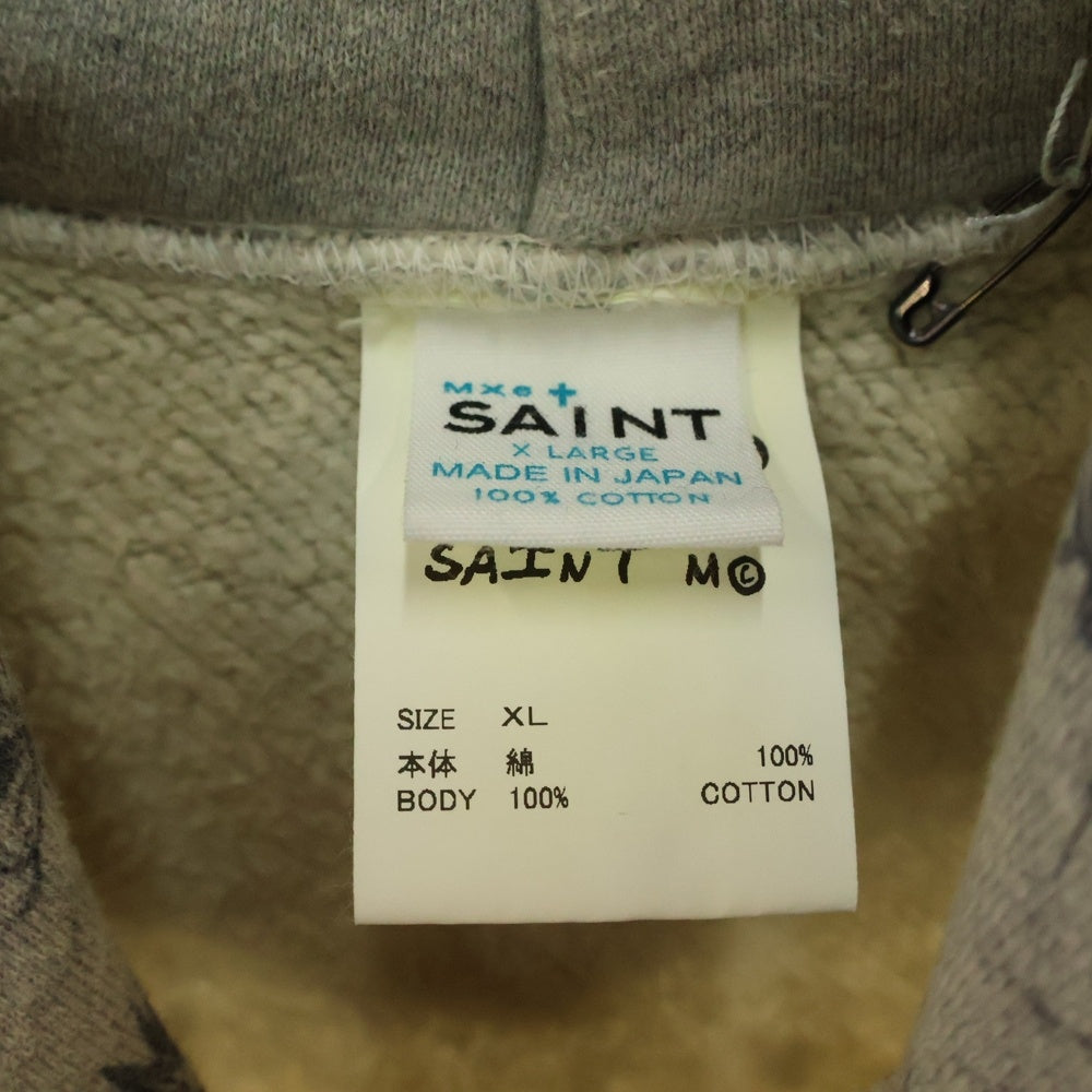 SAINT MICHAEL(セントマイケル) 25SS DW_HOODIE / Dr.Woo ドクター・ウー スパイダー総柄プルオーバーパーカー グレー SM-HR8-0000-C42